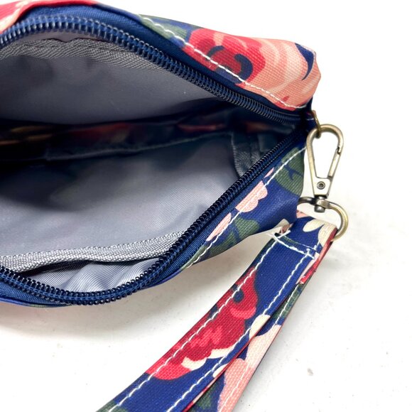 Rare ~ Cath Kidston London Wristlet Pouch Blue Floral - Picture 7 of 10